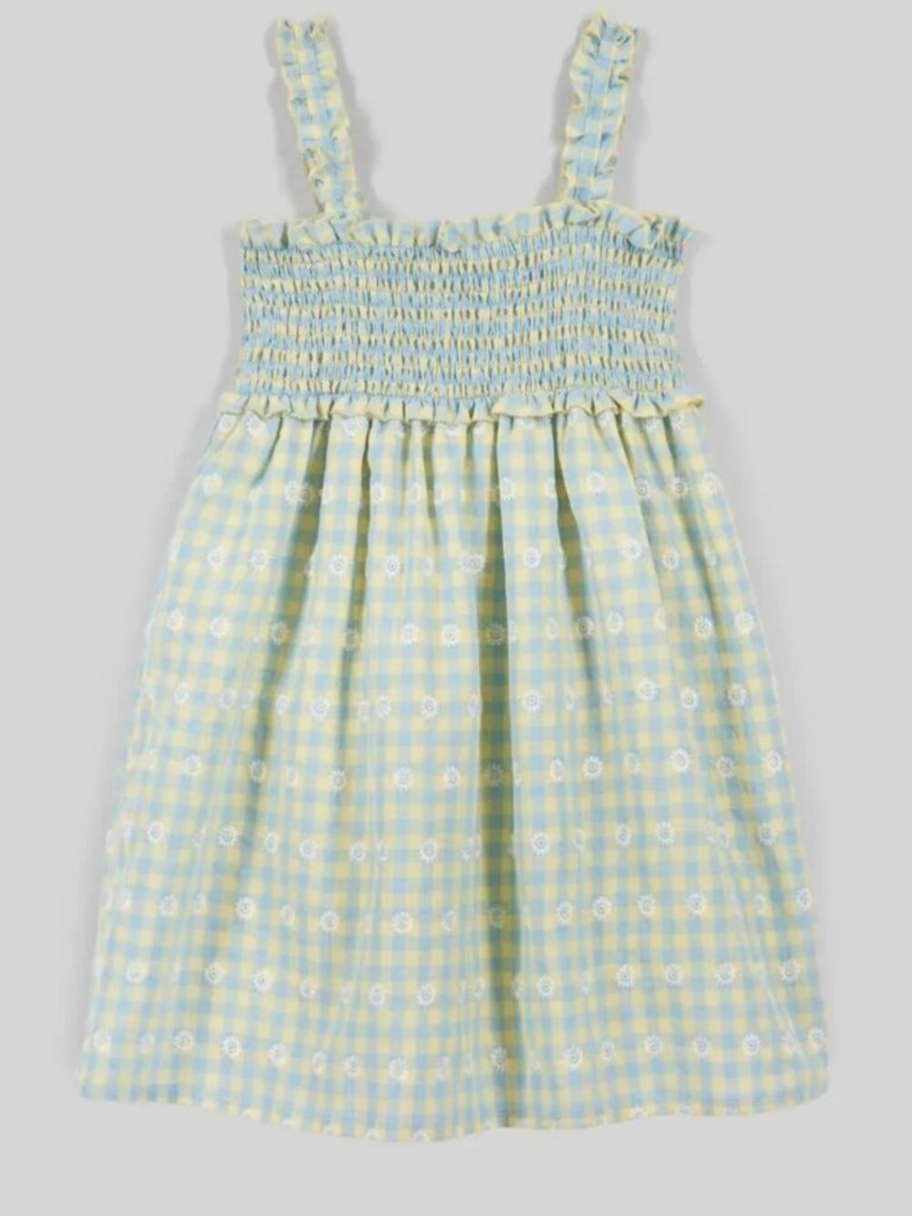 Zara Gingham Daisy Print Smock Sundress girls 5 - Picture 1 of 10